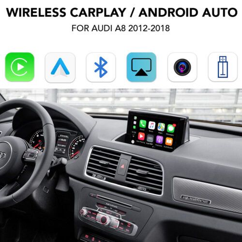 DIGITAL IQ AD 505Q CPA (WIRELESS CARPLAY / ANDROID AUTO BOX with 2 CAMERA IN for AUDI A8 mod. 2012-2018 with MMI 3G and 6.5'' - 7'' screen)