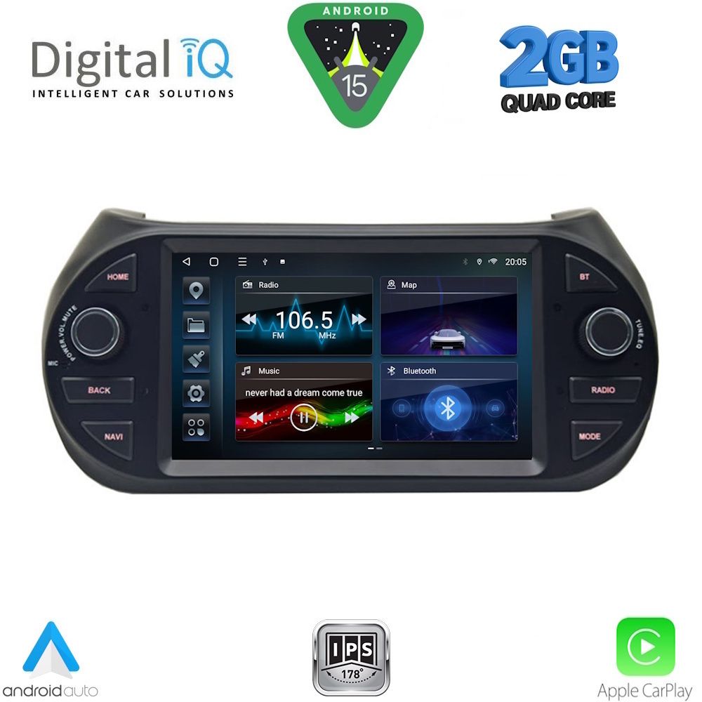 BLD092_15 DIGITAL IQ BLD 092_CPA (7" DECK) MULTIMEDIA for CT NEMO – FT FIORINO-QUBO – PG BIPPER mod. 2008-2018 - Image 1