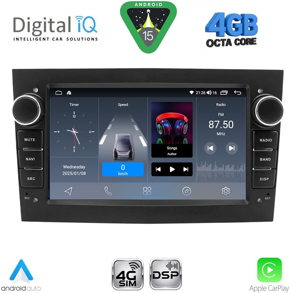 BLG419BL-15 DIGITAL IQ BLG 419BL_CPA (7" DECK) MULTIMEDIA SYSTEM for OPEL ALL mod. 2004-2014 (GLOSS BLACK) - Image 1