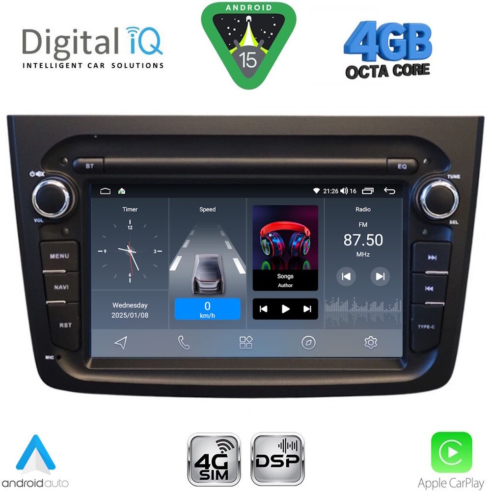 BLG457BL_15 DIGITAL IQ BLG 457BL_CPA (7" DECK) MULTIMEDIA SYSTEM for ALFA ROMEO MITO mod. 2008-2018 (BLACK) - Image 1