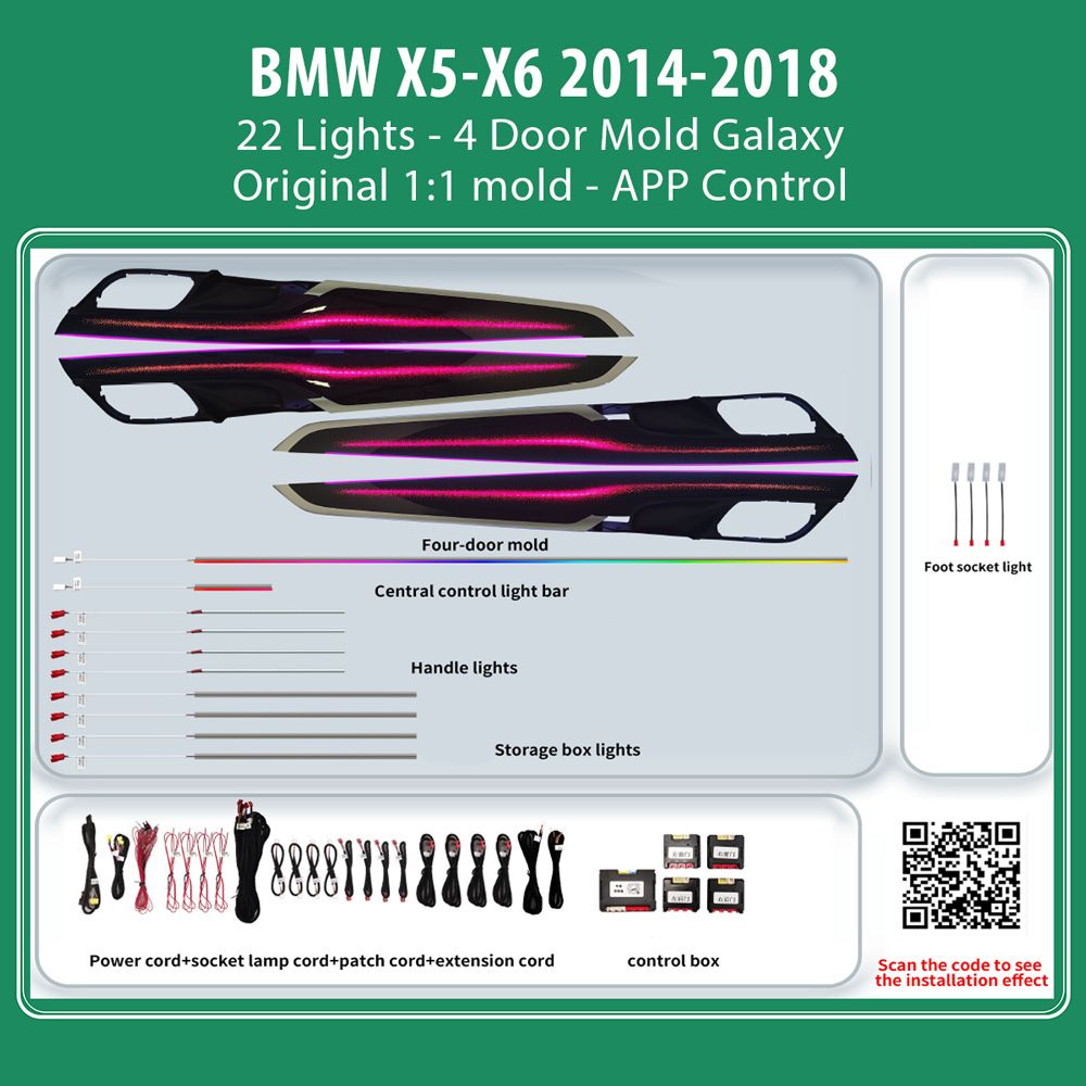 BMW_X5-Χ6_2014-18_Ambient_22_Light_Galaxy_01 DIQ AMBIENT BMW X5-X6 BM05Υ (Digital iQ Ambient Light for BMW X5 - X6 (F15 - F16) mod. 2014-2018 with 22 Lights, Galaxy) - Image 1