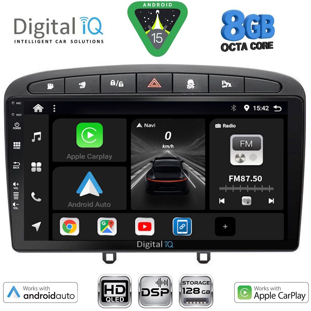 BXF7513BL-15 DIGITAL IQ BXF 7513BL_CPAA (9inc) MULTIMEDIA TABLET for PEUGEOT 308 mod.2007-2012 - RCZ mod. 2009-2015 (BLACK) - Image 1