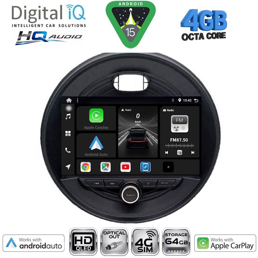 BXK19066-15 DIGITAL IQ BXK 19066_CPAA (9inc) MULTIMEDIA TABLET for MINI COOPER (F55-56-F57) mod. 2015-2024 - CLUBMAN (F54) mod. 2015-2024 - ROADSTER (F59) mod. 2014- COUNTRYMAN (F60) mod. 2016-2024 - Image 1