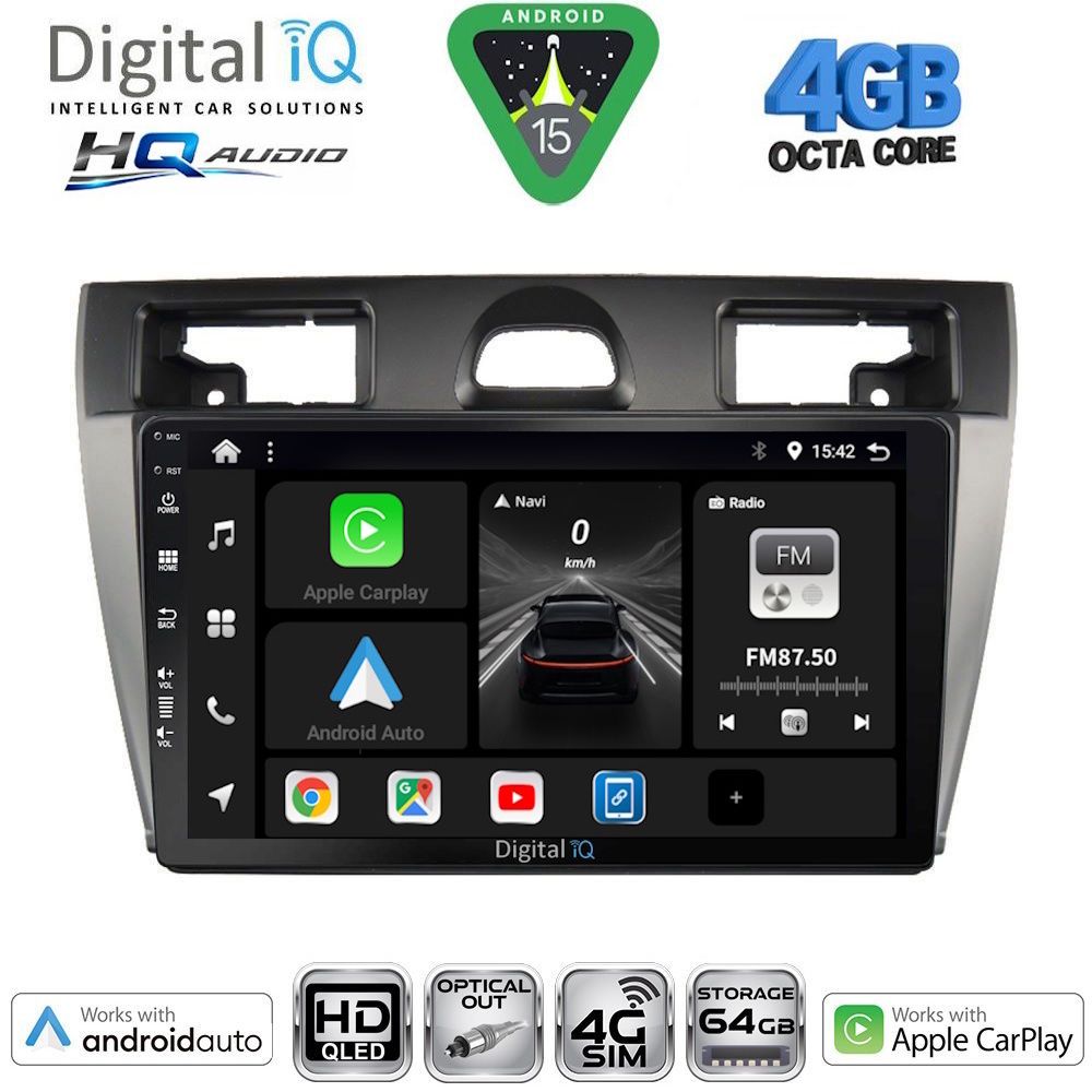 BXK19153SL-15 DIGITAL IQ BXK 19153SL_CPAA (9inc) MULTIMEDIA TABLET for FORD FIESTA mod. 2005-2008 (SILVER) - Image 1
