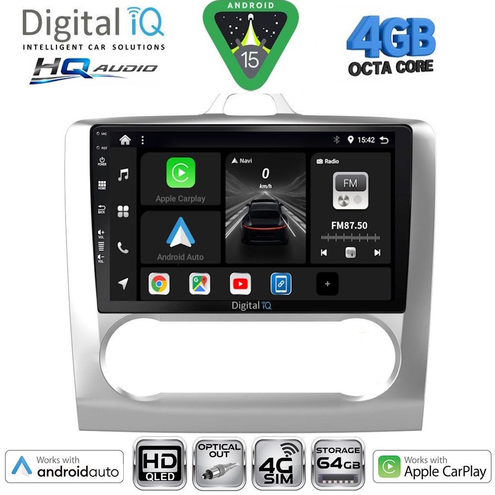 BXK19156CL-15SL DIGITAL IQ BXK 19156SL_CPAA CLIMA (9inc) MULTIMEDIA TABLET for FORD FOCUS mod. 2005-2012 (SILVER) - Image 1