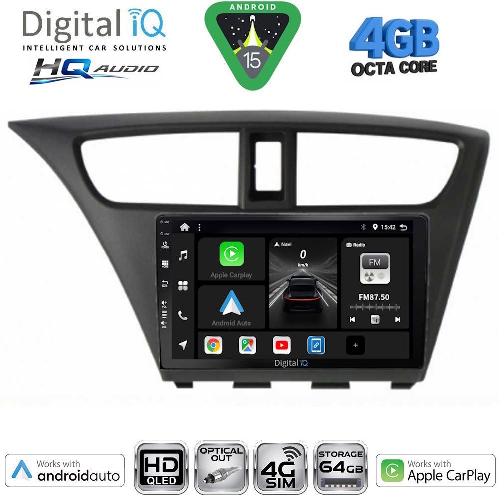 BXK19190-15 DIGITAL IQ BXK 19190_CPAA (9inc) MULTIMEDIA TABLET for HONDA CIVIC mod. 2012-2016 - Image 1