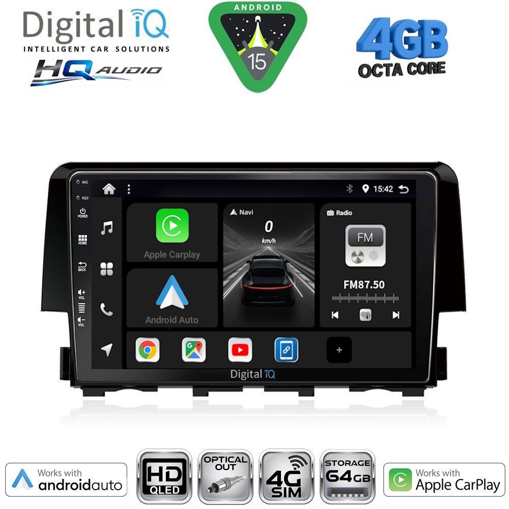 BXK19191-15 DIGITAL IQ BXK 19191_CPAA (9inc) MULTIMEDIA TABLET for HONDA CIVIC mod. 2016-2021 - Image 1