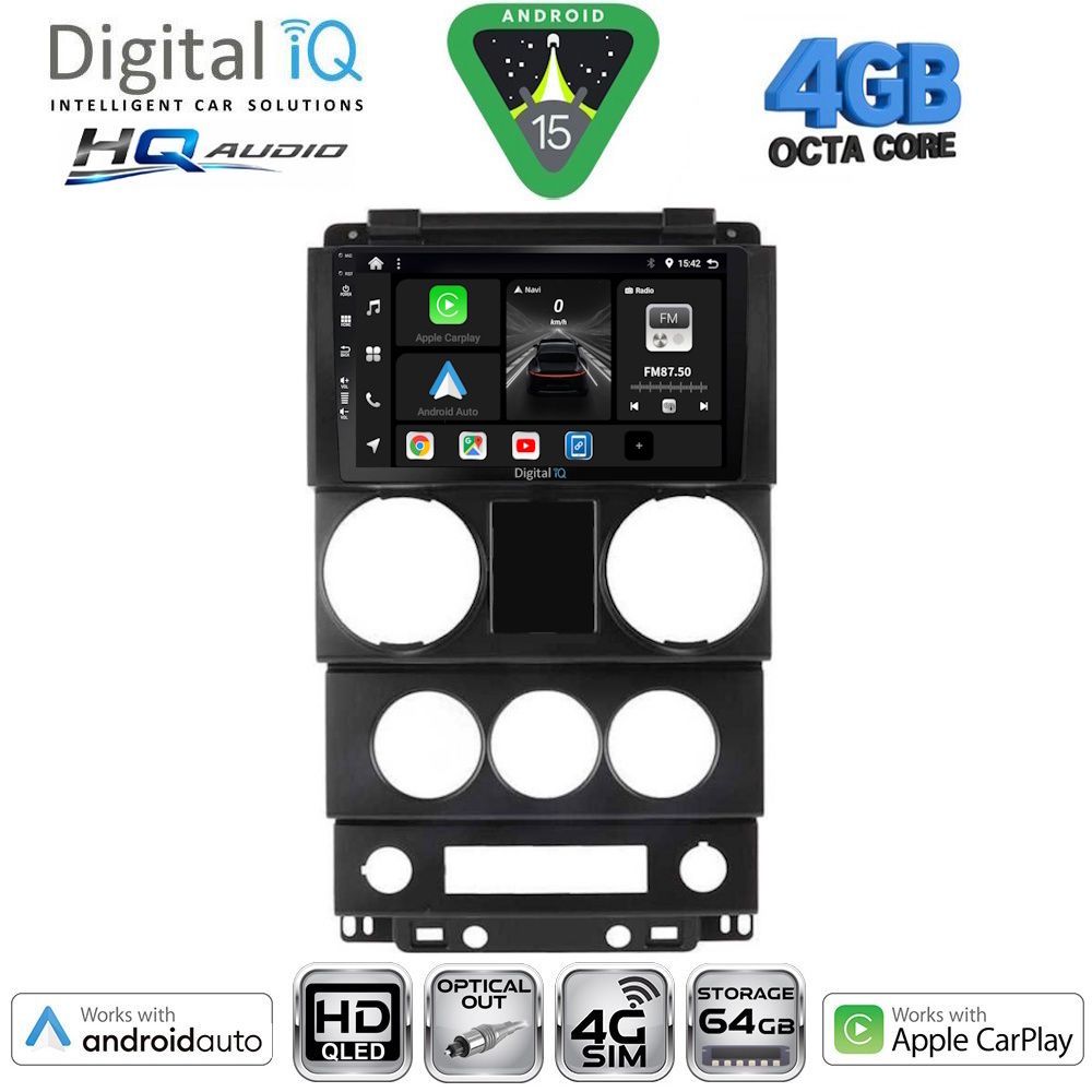 BXK19292-15 DIGITAL IQ BXK 19292_CPAA (9inc) MULTIMEDIA TABLET for JEEP WRANGLER mod. 2006-2011 - Image 1