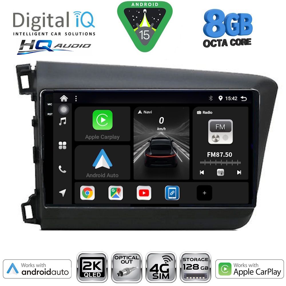 BXK201904D_15_ DIGITAL IQ BXK 201904D_CPAA (9inc) MULTIMEDIA TABLET for HONDA CIVIC 4Doors mod. 2012-2016 - Image 1