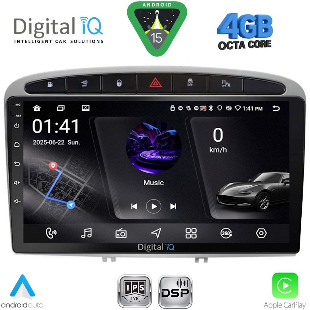 RSG6513SL_15 DIGITAL IQ RSG 6513SL_CPA (9inc) MULTIMEDIA TABLET for PEUGEOT 308 mod.2007-2012 - RCZ mod. 2009-2015 (SILVER) - Image 1