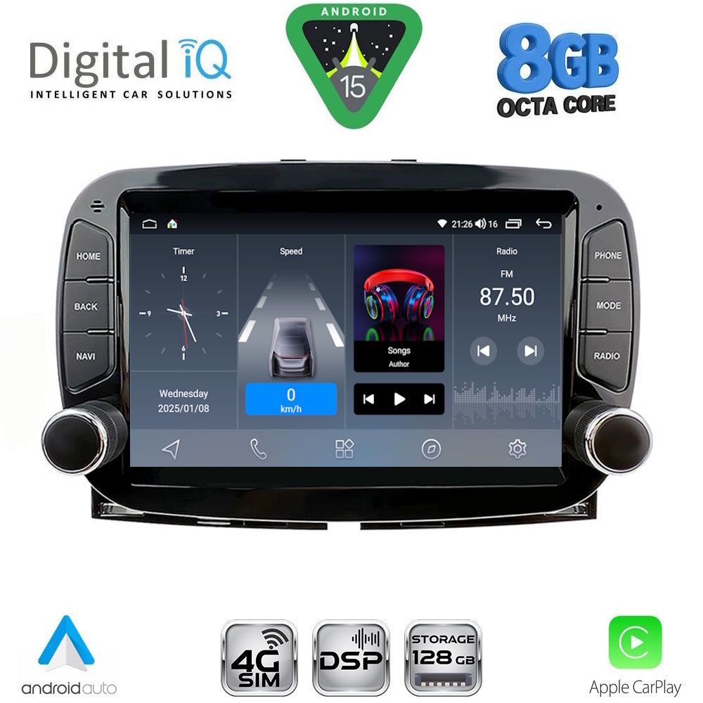 blm598-15 DIGITAL IQ BLM 598_CPA (7" DECK) MULTIMEDIA OEM for FIAT 500 mod. 2016-2025 - Image 1