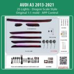 DIQ AMBIENT AUDI A3 (8V) DYN Dragon Scale Style (Digital iQ Dynamic Ambient Light Audi A3 mod. 2013-2021, 25 Lights with Airvent)
