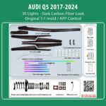 DIQ AMBIENT AUDI Q5 HC-AD22X DARK CF (Digital iQ Ambient Light for Audi Q5 mod. 2017-2024 with 30 Lights, Dark Carbon Fiber Look)