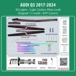 DIQ AMBIENT AUDI Q5 HC-AD22K LIGHT CF (Digital iQ Ambient Light for Audi Q5 mod. 2017-2024 with 30 Lights, Light Carbon Fiber Look)