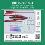 DIQ AMBIENT AUDI Q5 HC-AD22C WOOD (Digital iQ Ambient Light for Audi Q5 mod. 2017-2024 with 30 Lights, Wood Grain Look)
