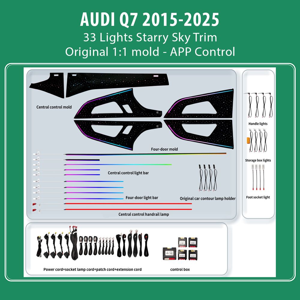 AUDI_Q7_2015-25_Ambiernt_33_Lights_Starry_Sky_01 DIQ AMBIENT AUDI Q7 HC-AD23X33 TRIM (Digital iQ Ambient Light for Audi Q7 mod. 2015-2025 with 33 Lights, Starry Sky) - Image 1