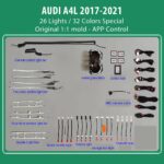DIQ AMBIENT AUDI A4L LASER (8W) mod. 2017-2021 (Digital iQ Ambient Light for Audi A4L mod. 2017-2025, 26 Lights)