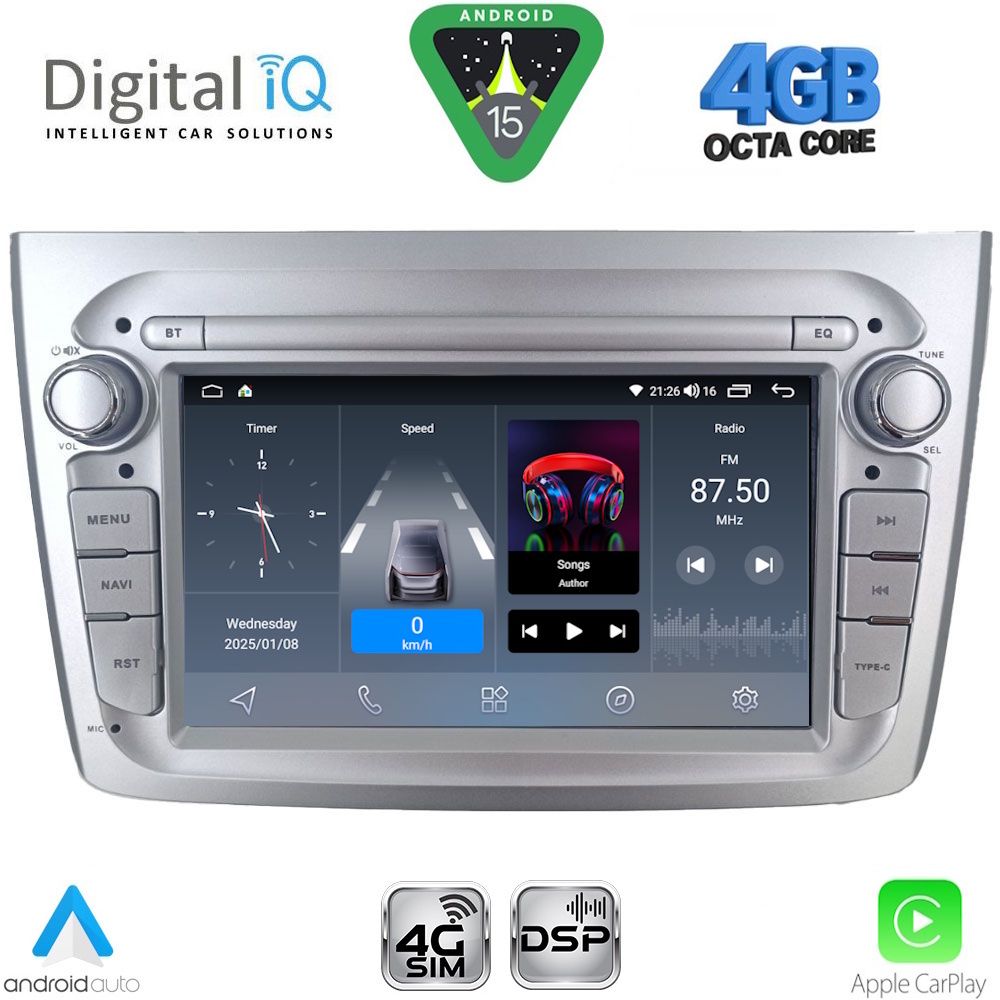 BLG457SL_15 DIGITAL IQ BLG 457SL_CPA (7" DECK) MULTIMEDIA SYSTEM for ALFA ROMEO MITO mod. 2008-2018 (SILVER) - Image 1