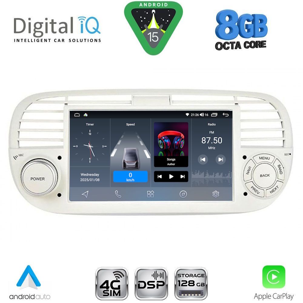 BLM765BG-15 DIGITAL IQ BLM 765BG_CPA (7" DECK) MULTIMEDIA OEM for FIAT 500 mod. 2007-2015 (BEIGE) - Image 1