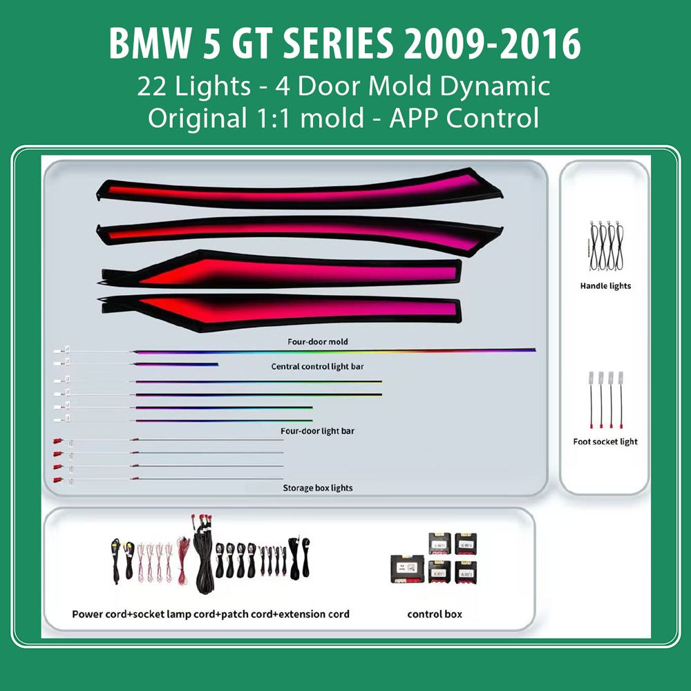 BMW_5GT_2009-16_Ambiernt_22_Light_Dynamic_01 DIQ AMBIENT BMW S.5 GT BM15D (Digital iQ Ambient Light for BMW Series 5 GT (F07) mod.2009-2016 with 22 Lights, Dynamic) - Image 1