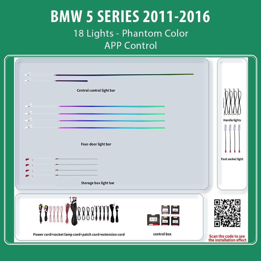 BMW_5_2011-16_Ambiernt_18_Lights_Phantom_01 DIQ AMBIENT BMW S.5 BM01N DYN (Digital iQ Ambient Light for BMW Series 5 mod.2012-2017 with 18 Lights, Phantom Dynamic) - Image 1