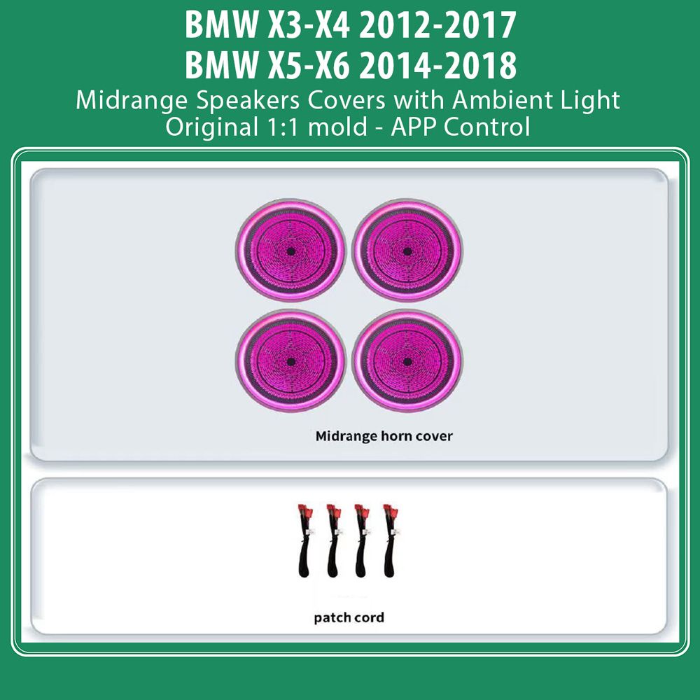 BMW_X_2012-18_Speakers_Ambient_Light_01 DIQ AMBIENT BMW X BMPJ06 MIDRANGE COVERS (Digital iQ Ambient Light for BMW X3 - X4 -X5 - X6 mod. 2012-2018, Midrange Speakers Covers) - Image 1