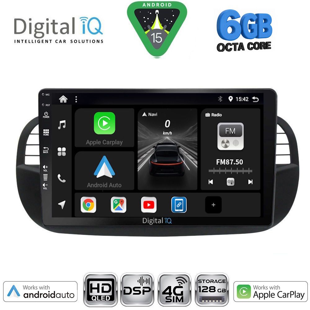 BXF17130BL-15 DIGITAL IQ BXF 17130BL_CPAA (9inc) MULTIMEDIA TABLET for FIAT 500 mod. 2007-2015 (BLACK) - Image 1