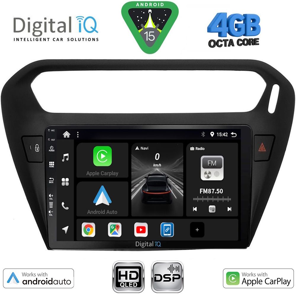 BXF6511BL-15 DIGITAL IQ BXF 16511BL_CPAA (9inc) MULTIMEDIA TABLET for CITROEN ELYSEE – PEUGEOT 301 mod. 2013-2026 (BLACK) - Image 1