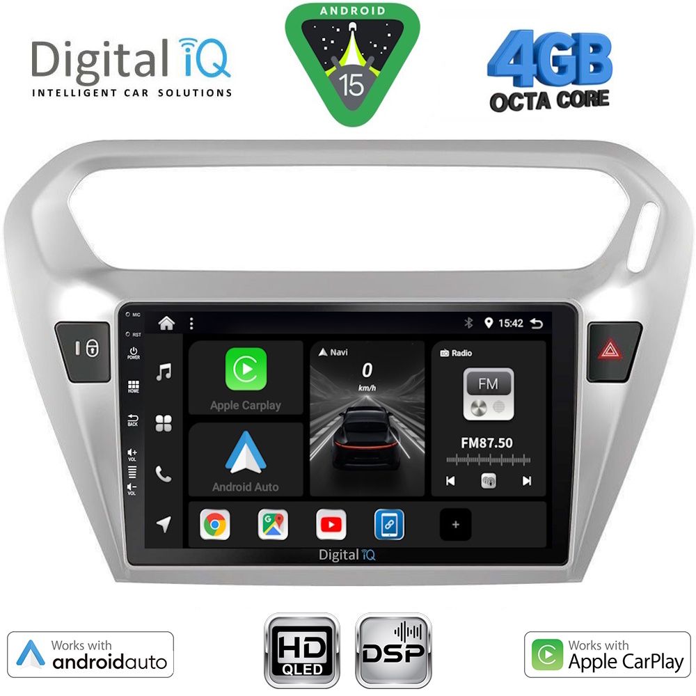 BXF6511SL-15 DIGITAL IQ BXF 16511SL_CPAA (9inc) MULTIMEDIA TABLET for CITROEN ELYSEE – PEUGEOT 301 mod. 2013-2026 (SILVER) - Image 1