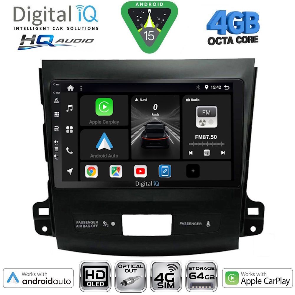 BXK19442-15 DIGITAL IQ BXK 19442_CPAA (9inc) MULTIMEDIA TABLET for CITROEN C-CROSSER | MITSUBISHI OUTLANDER | PEUGEOT 4007 mod. 2006-2012 - Image 1