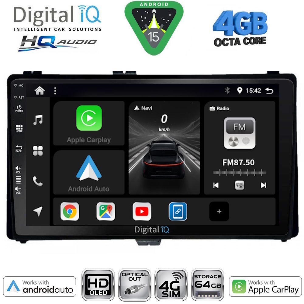 BXK19703-15 DIGITAL IQ BXK 19703_CPAA (9inc) MULTIMEDIA TABLET for TOYOTA AURIS mod. 2015-2021 – AYGO X mod. 2022-2026 – COROLLA mod. 2017-2019 - Image 1