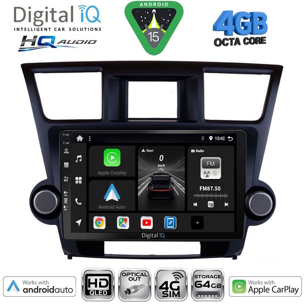 BXK19719-15 DIGITAL IQ BXK 19719_CPAA (10inc) MULTIMEDIA TABLET for TOYOTA HIGHLANDER mod. 2008-2015 - Image 1