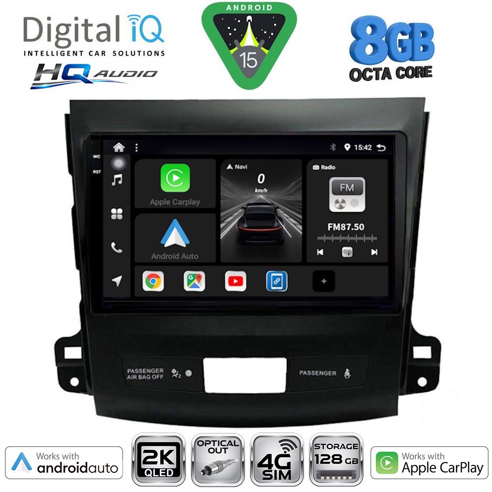 BXK20442_15 DIGITAL IQ BXK 20442_CPAA (9inc) MULTIMEDIA TABLET for CITROEN C-CROSSER | MITSUBISHI OUTLANDER | PEUGEOT 4007 mod. 2006-2012 - Image 1