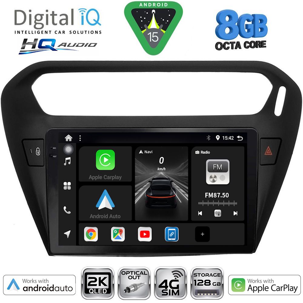 BXK20511BL-15 DIGITAL IQ BXK 20511BL_CPAA (9inc) MULTIMEDIA TABLET for CITROEN ELYSEE – PEUGEOT 301 mod. 2013-2026 (BLACK) - Image 1