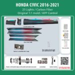 DIQ AMBIENT HONDA CIVIC Χ CF DYN (Digital iQ Ambient Light for Honda Civic mod. 2016-2021 with 23 Lights, Carbon Fiber Dynamic)