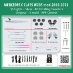 DIQ AMBIENT MERCEDES C BC10D7 (Digital iQ Ambient Light for Mercedes C (W205) mod. 2015-2021 with 30 Lights, Silver)