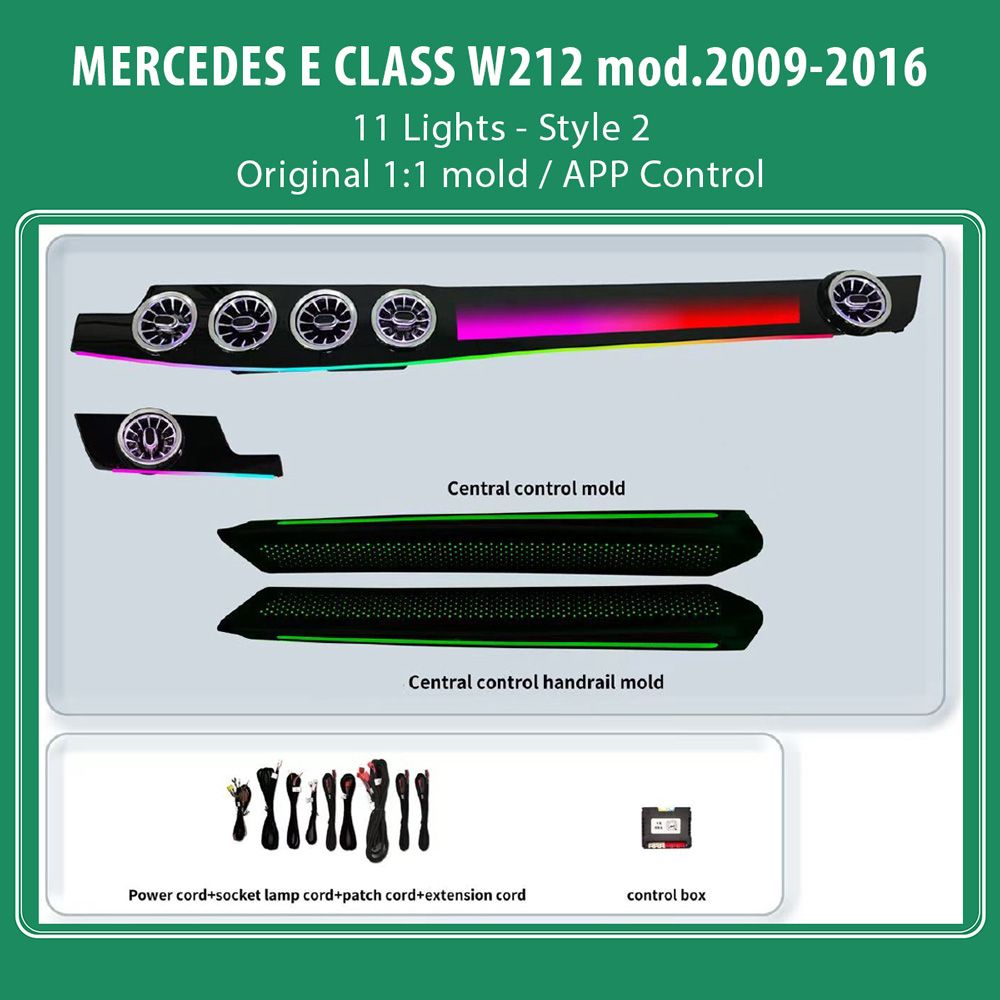 MERCEDES_E_W212_2009-16_Ambiernt_11_Light_Style1_02 DIQ AMBIENT MERCEDES E (W212) BW212L11S2 (Digital iQ Ambient Light for Mercedes E (W212) mod. 2009-2016 with 11 Lights Style 2) - Image 1