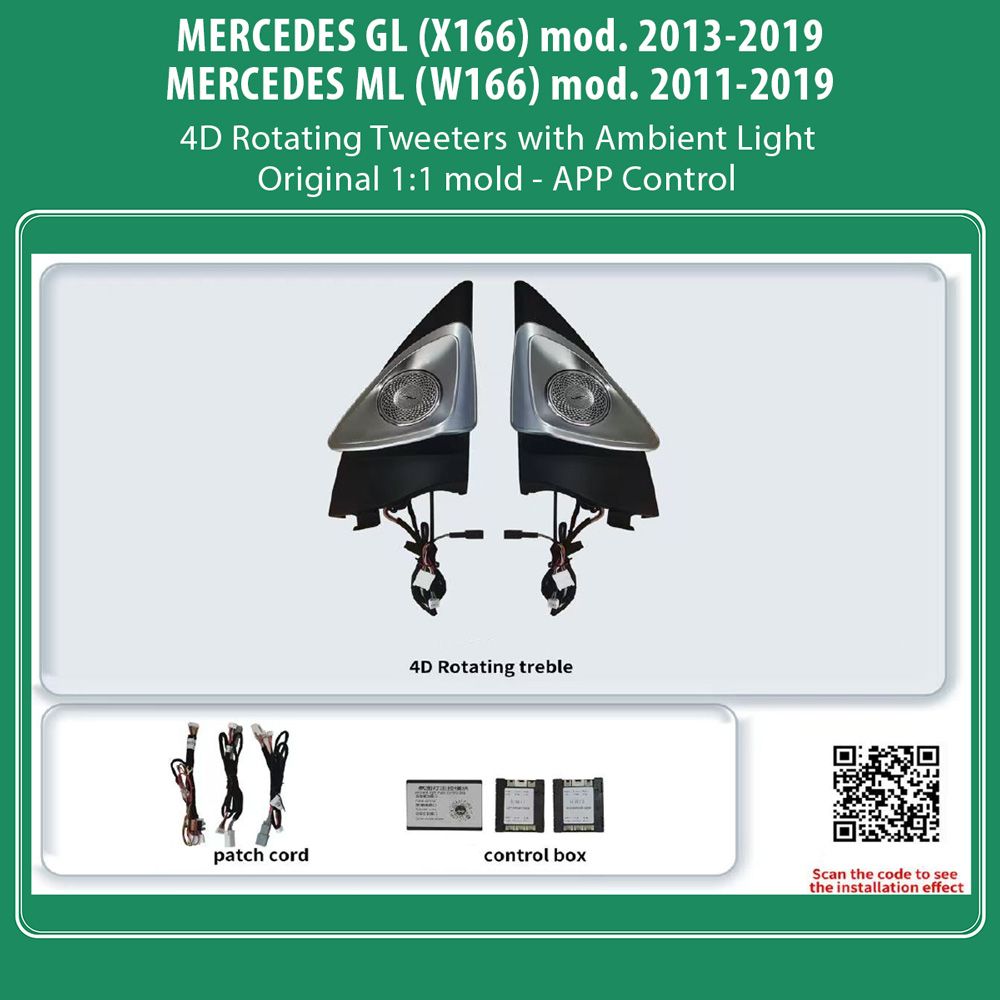 MERCEDES_GL-ML_4D_Ambient_Light_Tweeters_01 DIQ AMBIENT MERCEDES ML - GL 4D TWEETER COVERS (Digital iQ Ambient Light for MERCEDES ML - GL mod. 2011-2019, 2 x 4D Rotating Tweeter Covers) - Image 1