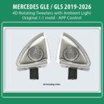 DIQ AMBIENT MERCEDES GLE 4D TWEETER COVERS (Digital iQ Ambient Light for MERCEDES GLE mod. 2019-2026, 2 x 4D Rotating Tweeter Covers)