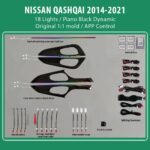 DIQ AMBIENT NISSAN QASHQAI II (PB) DYN (Digital iQ Ambient Light for NISSAN QASHQAI mod. 2014-2021 with 18 Lights) PIANO BLACK DYNAMIC