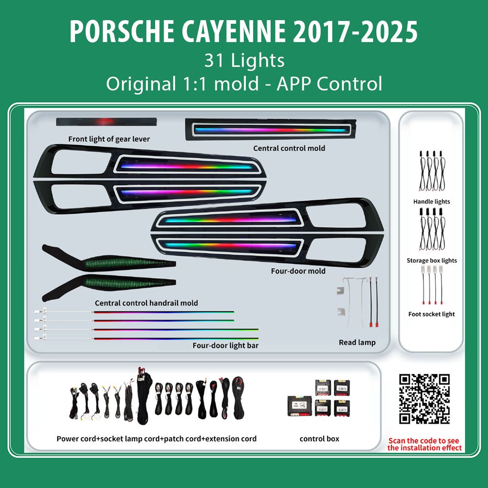 Porsche_Cayenne_2017-25_Ambient_31_lights_01 DIQ AMBIENT PORSCHE BSJ08D (Digital iQ Ambient Light for Porsche Cayenne mod. 2017-2025 with 31 Lights) - Image 1
